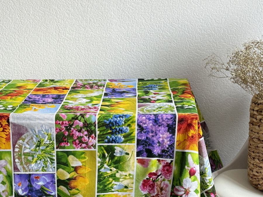Скатерть 150x180 Ecotton Рогожка Первоцветы 11550/1