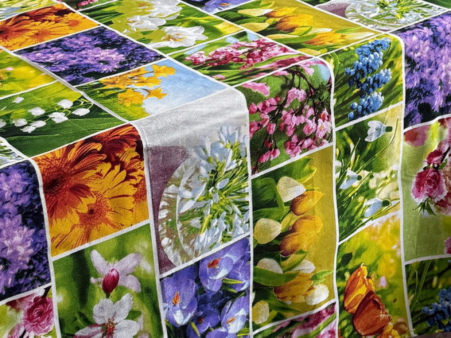 Скатерть 150x200 Ecotton Рогожка Первоцветы 11550/1