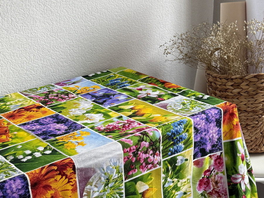 Скатерть 150x200 Ecotton Рогожка Первоцветы 11550/1