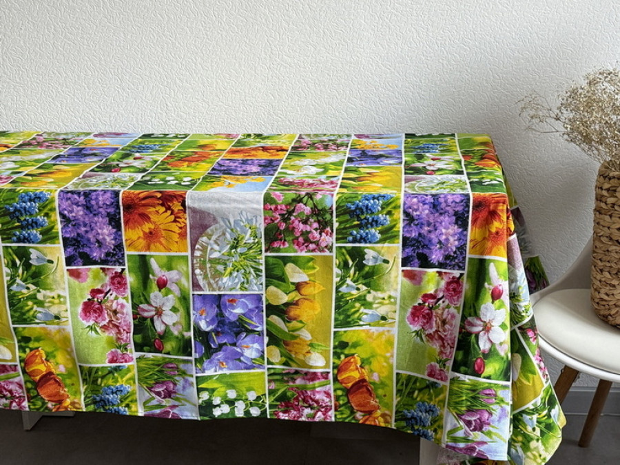 Скатерть 150x220 Ecotton Рогожка Первоцветы 11550/1