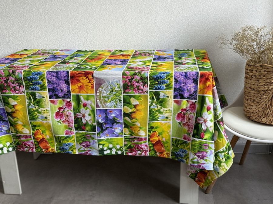 Скатерть 150x180 Ecotton Рогожка Первоцветы 11550/1