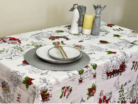 Скатерть 150x180 Ecotton Рогожка Снежная зима 29113-1