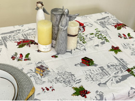 Скатерть 150x220 Ecotton Рогожка Снежная зима 29113-1