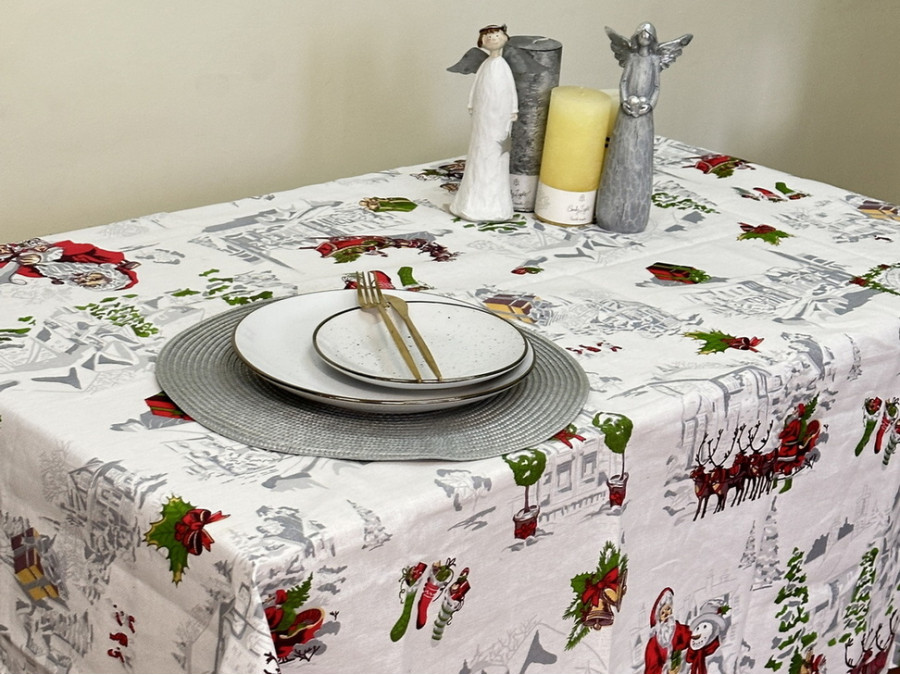 Скатерть 150x220 Ecotton Рогожка Снежная зима 29113-1