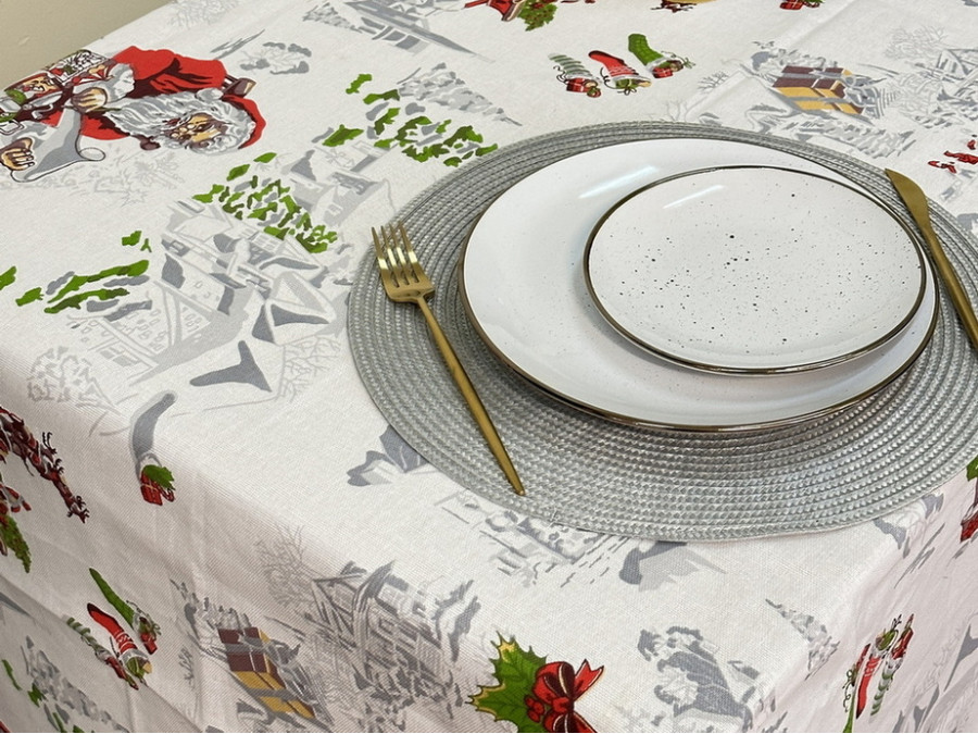 Скатерть 150x180 Ecotton Рогожка Снежная зима 29113-1