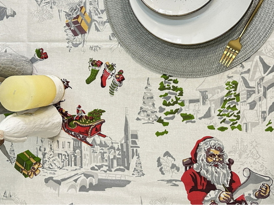 Скатерть 150x180 Ecotton Рогожка Снежная зима 29113-1