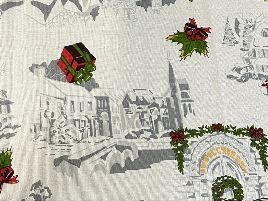 Скатерть 150x180 Ecotton Рогожка Снежная зима 29113-1