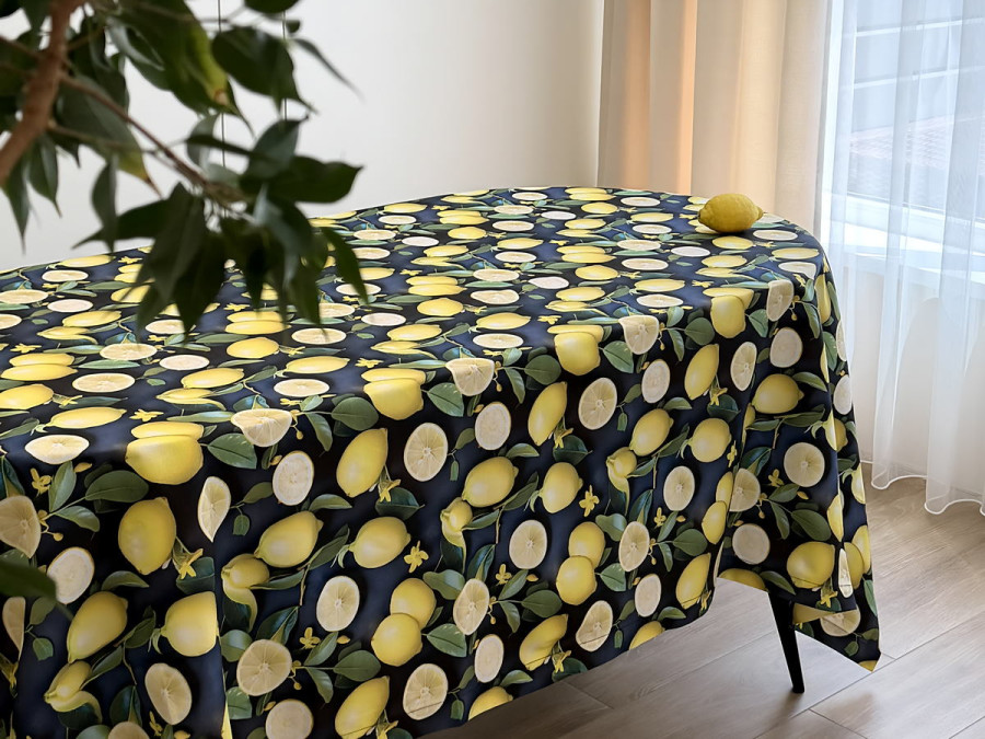 Скатертина 170x220 Ecotton DUCK 3D з лимонами Sicily