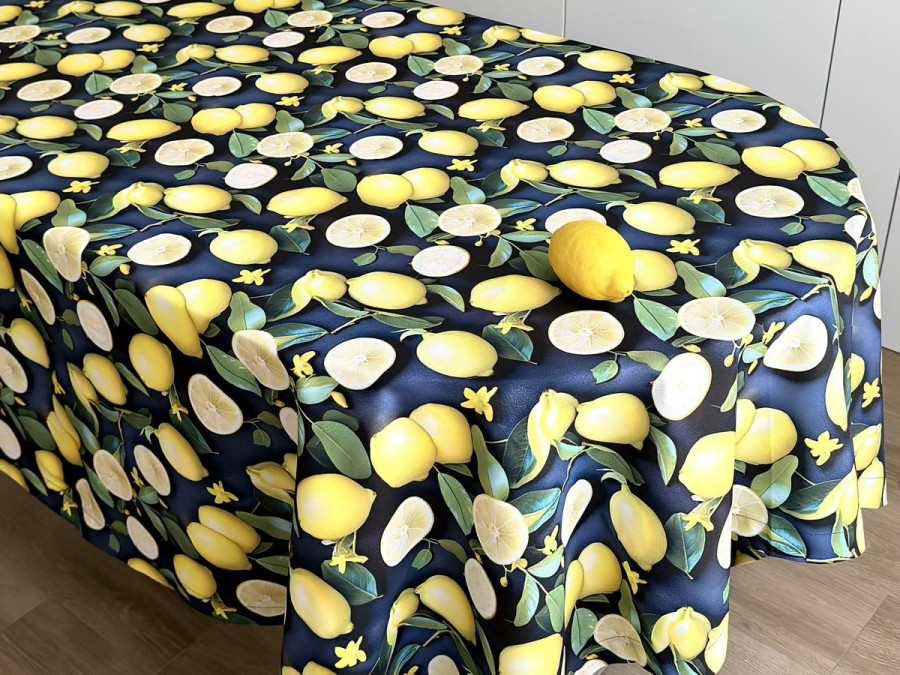 Скатертина 170x220 Ecotton DUCK 3D з лимонами Sicily