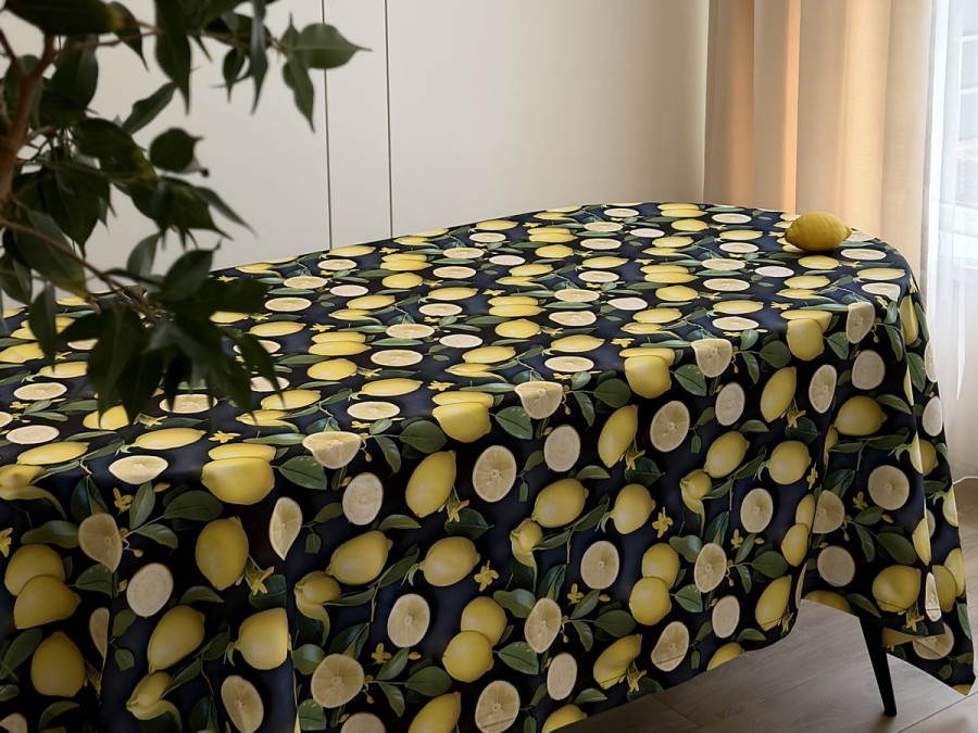 Скатертина 170x220 Ecotton DUCK 3D з лимонами Sicily