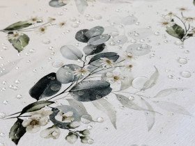 Tablecloth 170x200 Ecotton DUCK white with eucalyptus 2102/1