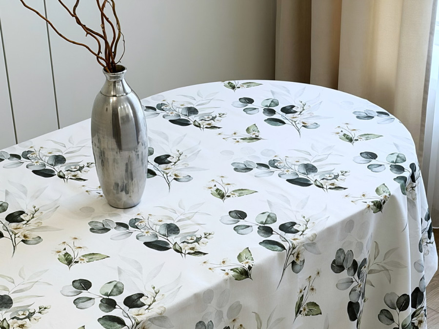 Скатертина 170x150 Ecotton DUCK білий з евкаліптом 2102/1