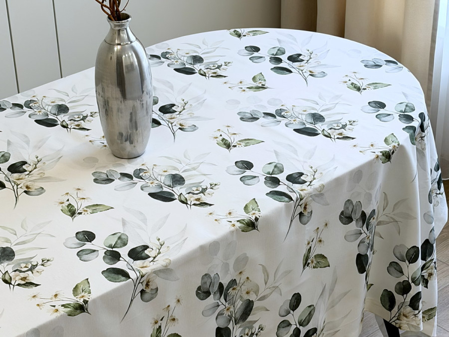 Скатертина 170x150 Ecotton DUCK білий з евкаліптом 2102/1