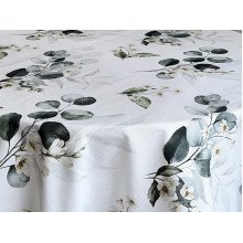 Скатертина 170x220 Ecotton DUCK білий з евкаліптом 2102/1