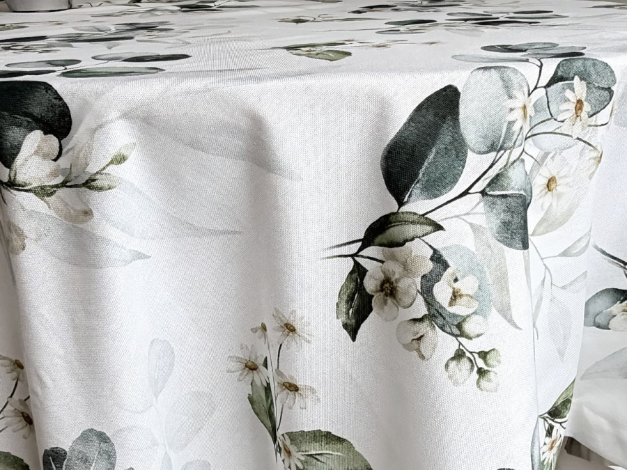 Скатертина 170x150 Ecotton DUCK білий з евкаліптом 2102/1