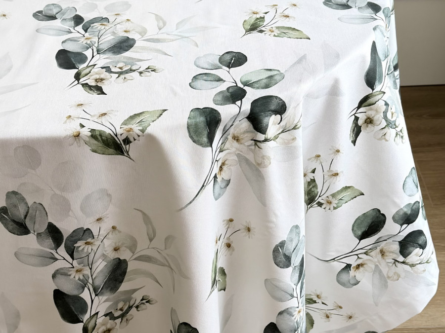 Скатертина 170x150 Ecotton DUCK білий з евкаліптом 2102/1