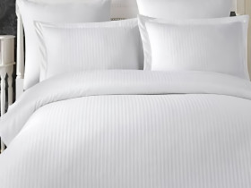 Striped satin bed linen with 1 cm stripes