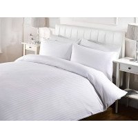 Striped satin bed linen with 1 cm stripes