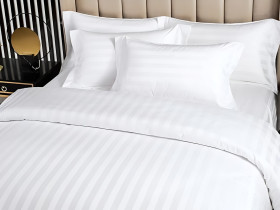 Striped satin bed linen with 2 cm stripes