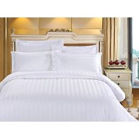 Striped satin bed linen with 2 cm stripes