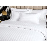 Striped satin bed linen with 2 cm stripes