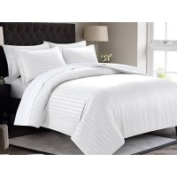 Striped satin bed linen with 2 cm stripes