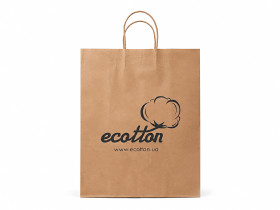 Пакет брендированный 32х41х15 бумажный Ecotton